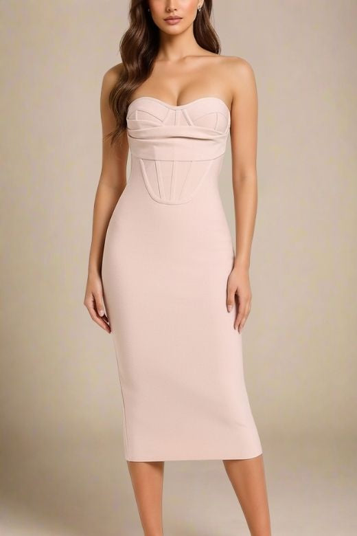 Miles Bodycon Midi Dress - Nude