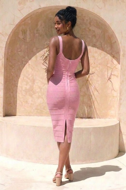 Cindy Bandage Midi Dress - Blush Pink