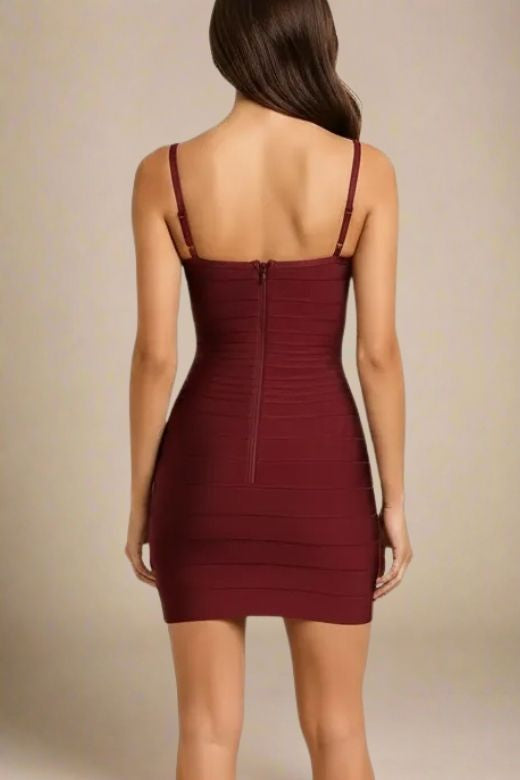 Scarlett Bandage Mini Dress - Red Wine