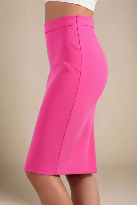 Pencil High Waist Bandage Knee Length Skirt - Hot Pink