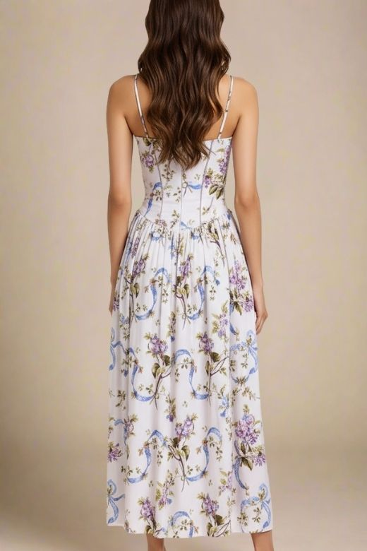 Tasmin Midi Dress - White Floral