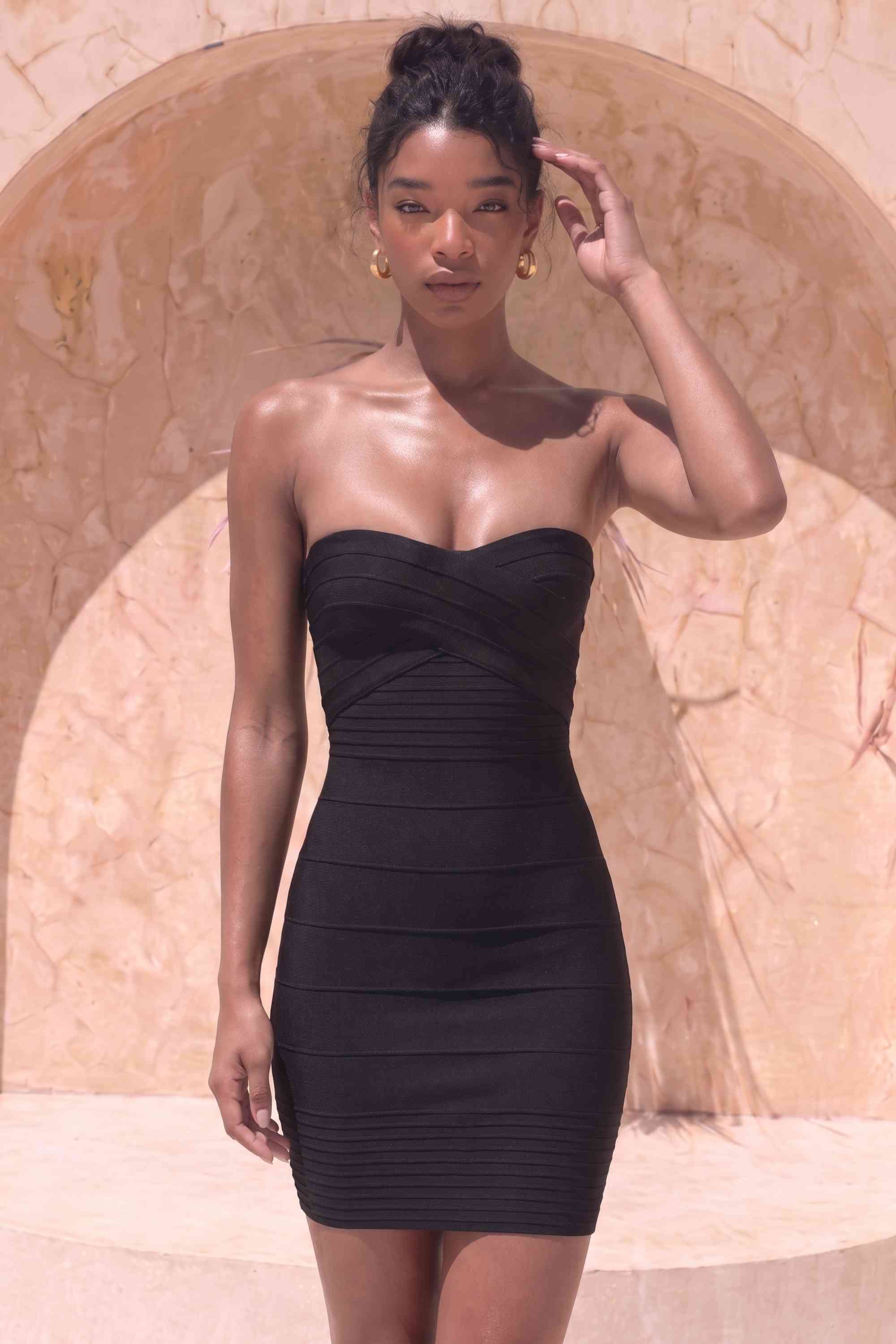 Aaliyah Black Strapless Dress