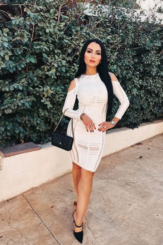 White Amelia Long Sleeve Bandage Dress