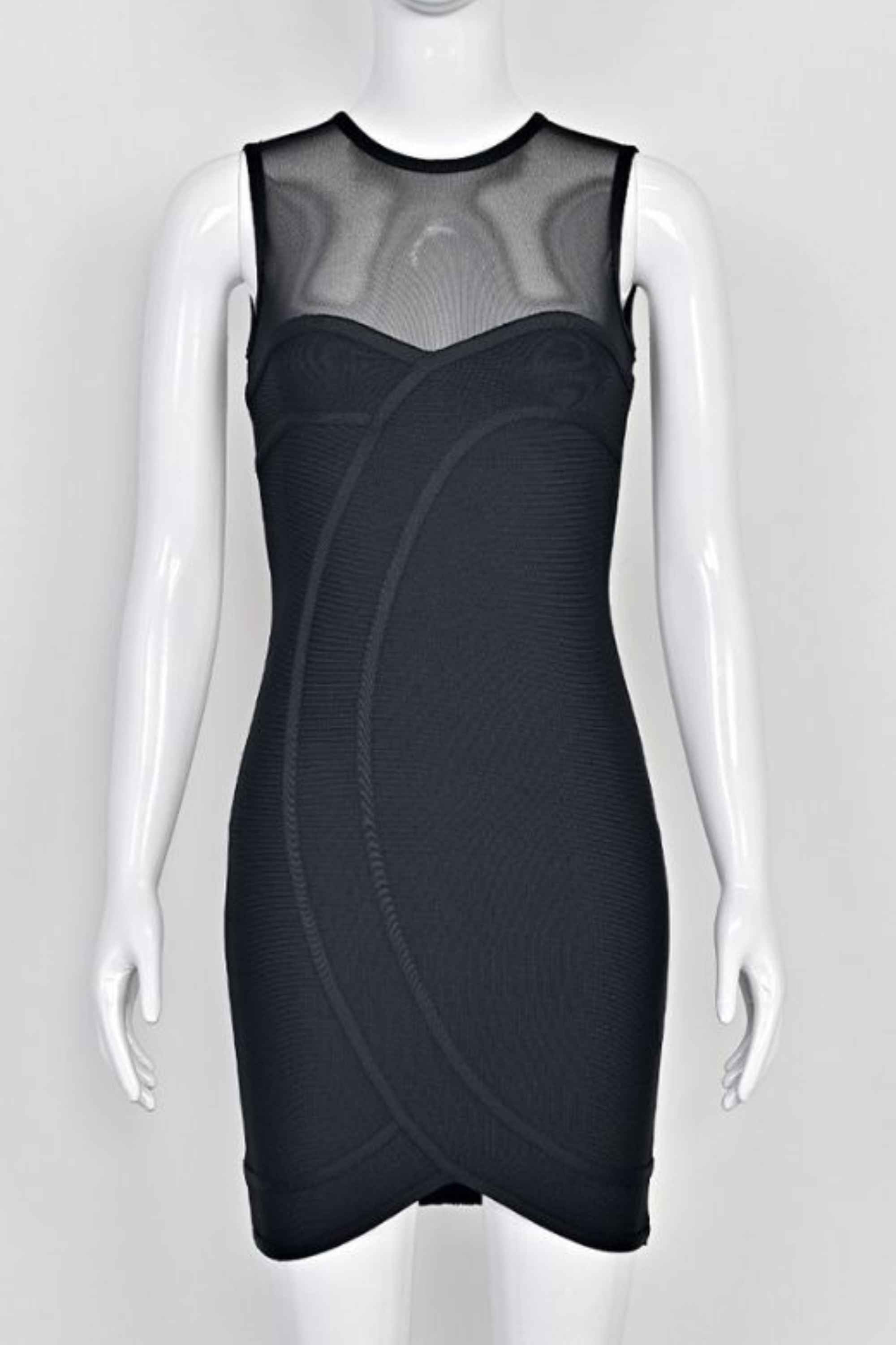 Woman wearing a figure flattering Aspen Bodycon Mini Dress - Classic Black BODYCON COLLECTION Pty Ltd