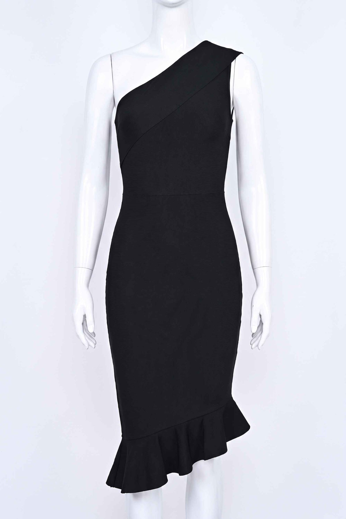 Woman wearing a figure flattering Avery Bandage Dress - Classic Black BODYCON COLLECTION