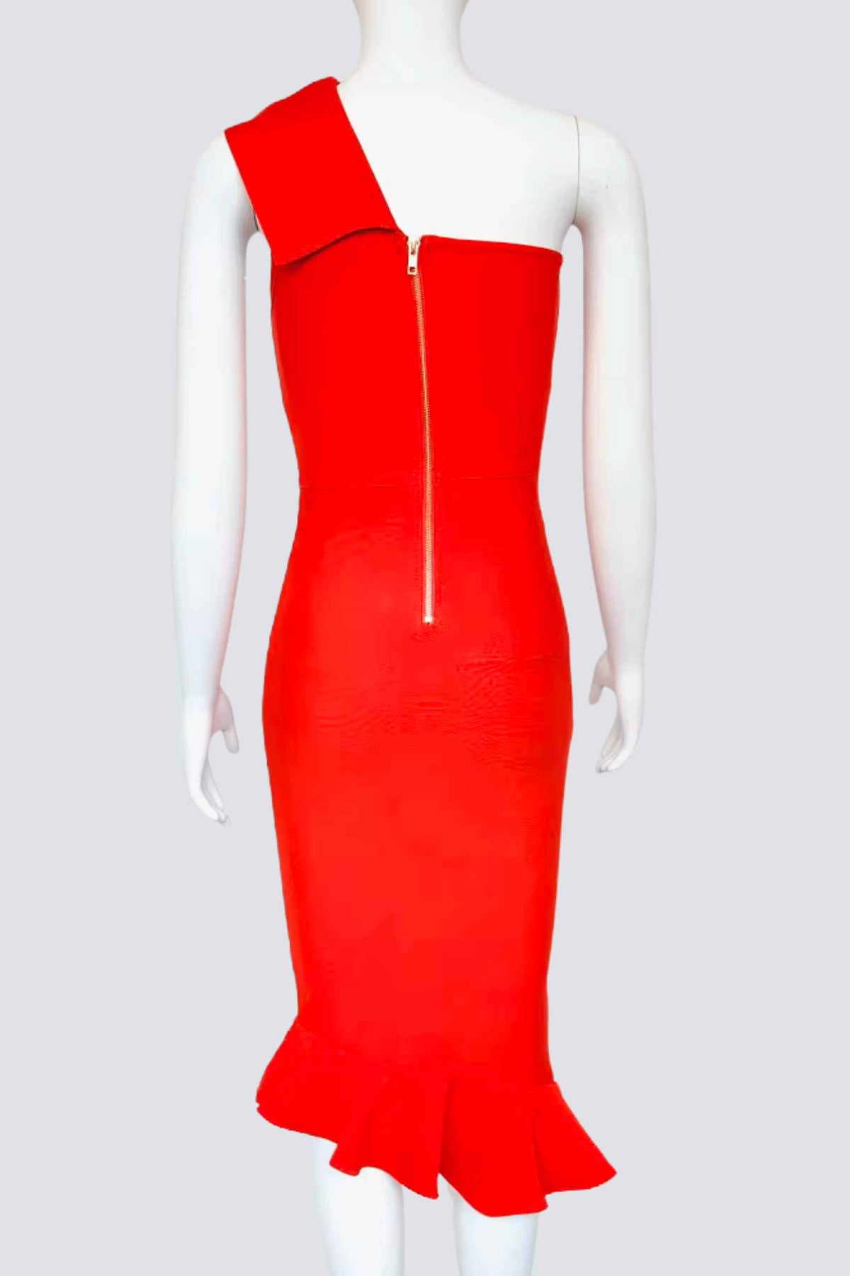 Woman wearing a figure flattering Avery Bandage Dress - Lipstick Red BODYCON COLLECTION