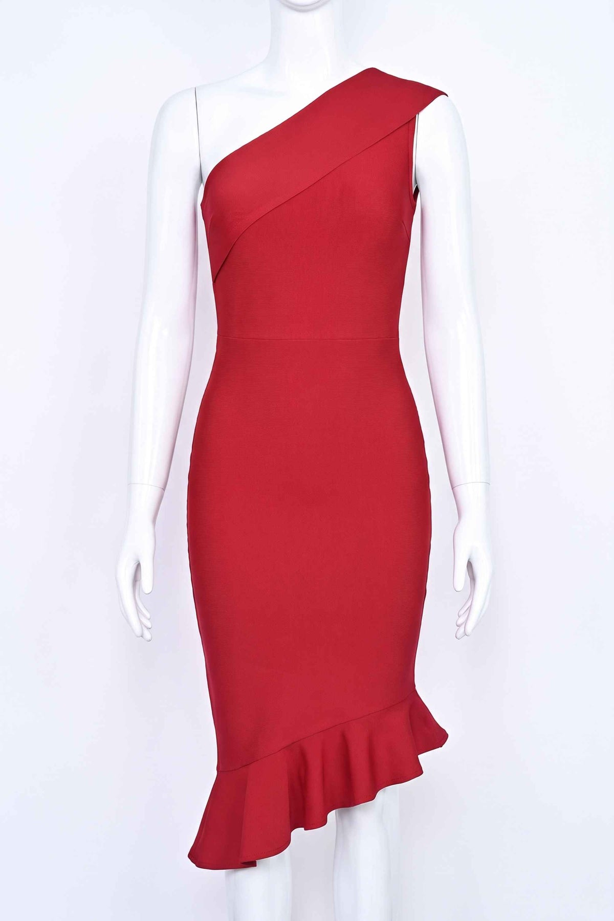 Woman wearing a figure flattering Avery Bandage Dress - Red Wine BODYCON COLLECTION