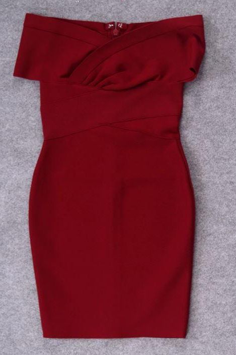 Woman wearing a figure flattering Bea Bandage Dress - Red Wine Bodycon Collection