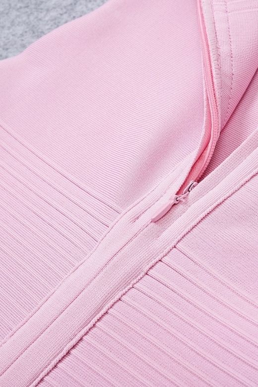 Woman wearing a figure flattering Billie Bandage Midi Dress - Dusty Pink Bodycon Collection