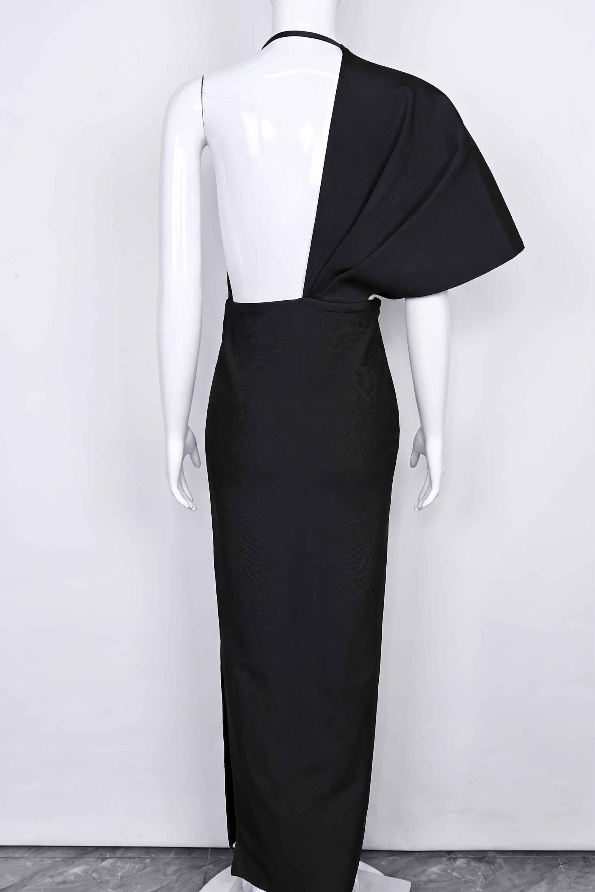Woman wearing a figure flattering Blake Bandage Maxi Dress - Classic Black BODYCON COLLECTION
