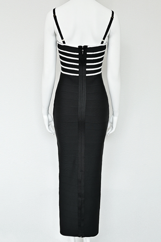 Woman wearing a figure flattering Carter Bandage Maxi Dress - Classic Black BODYCON COLLECTION Pty Ltd