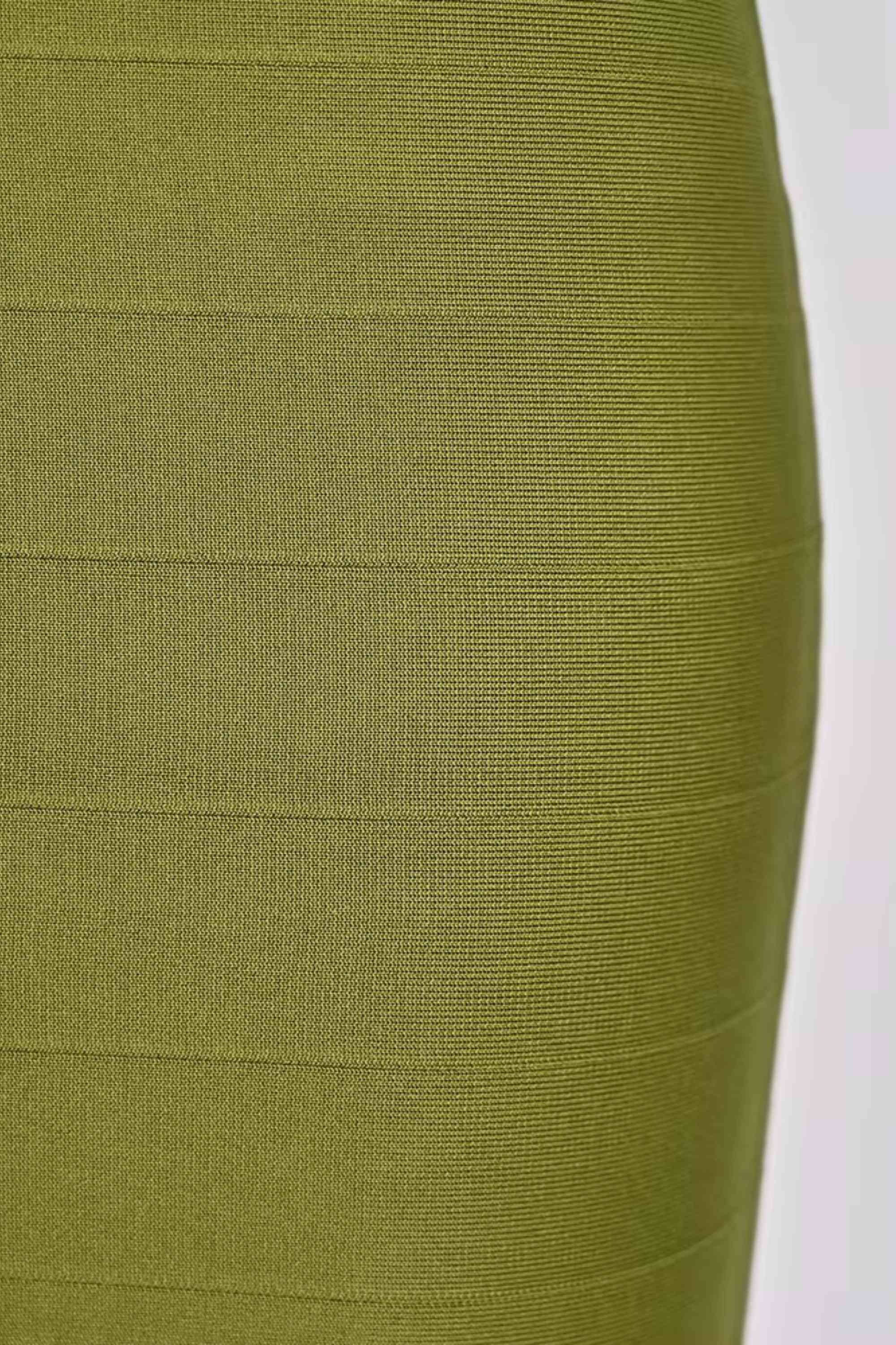 Woman wearing a figure flattering Cindy Bandage Midi Dress - Army Green BODYCON COLLECTION Pty Ltd