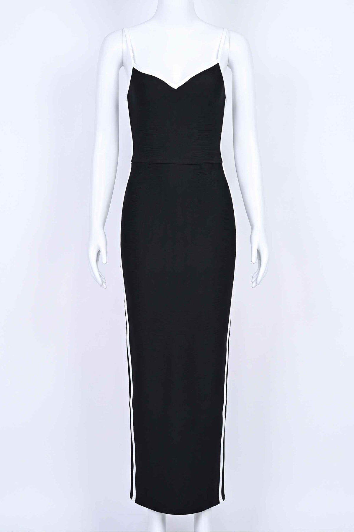 Woman wearing a figure flattering Dianne Bandage Maxi Dress - Classic Black BODYCON COLLECTION
