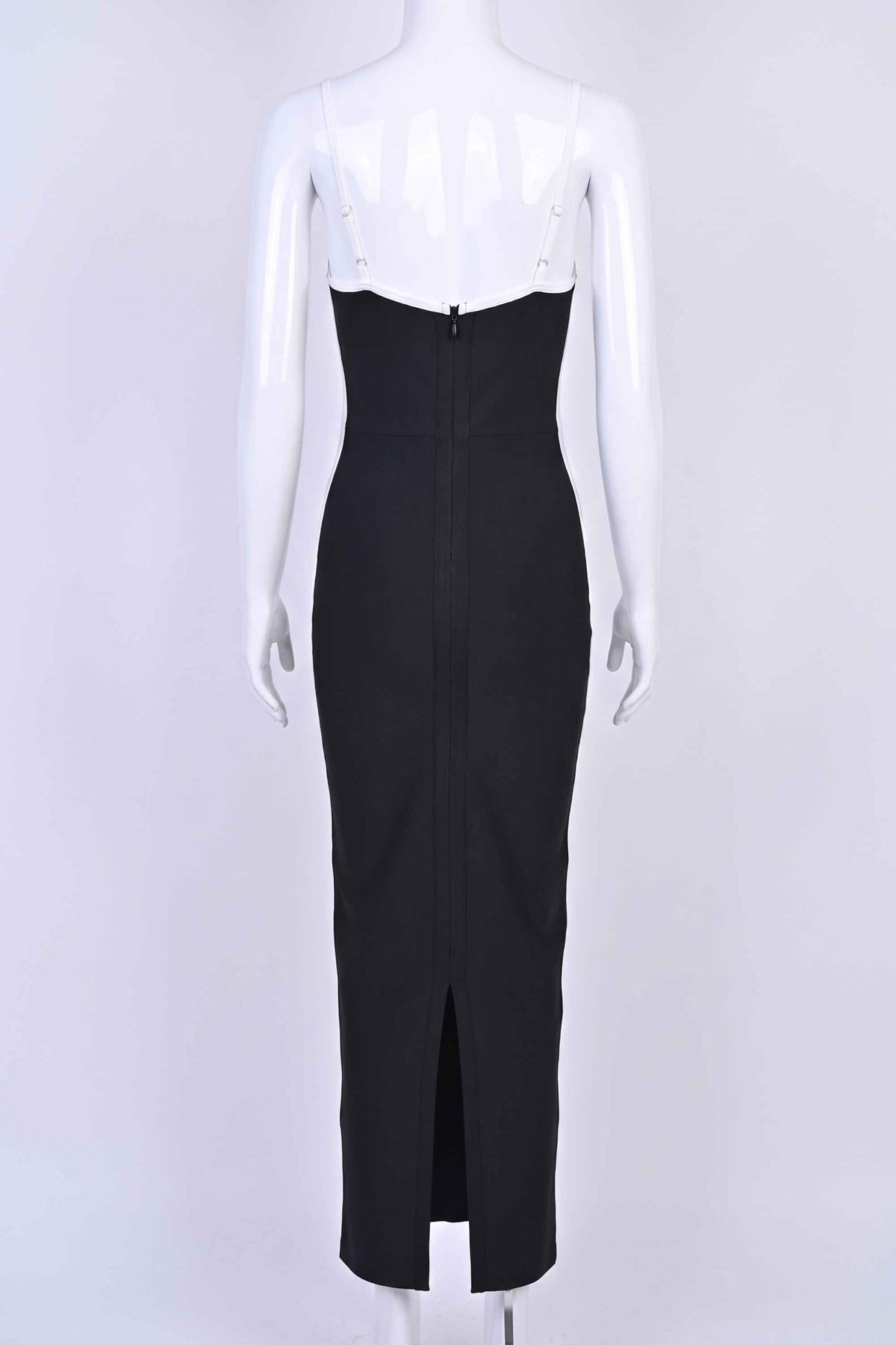 Woman wearing a figure flattering Dianne Bandage Maxi Dress - Classic Black BODYCON COLLECTION