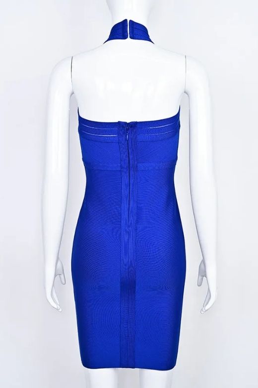 Woman wearing a figure flattering Eden Bandage Dress - Royal Blue BODYCON COLLECTION