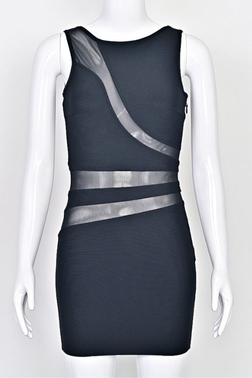 Woman wearing a figure flattering Ellie Bodycon Mini Dress - Classic Black BODYCON COLLECTION Pty Ltd