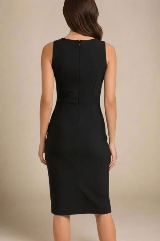 Woman wearing a figure flattering Elsa Bodycon Dress - Classic Black BODYCON COLLECTION Pty Ltd