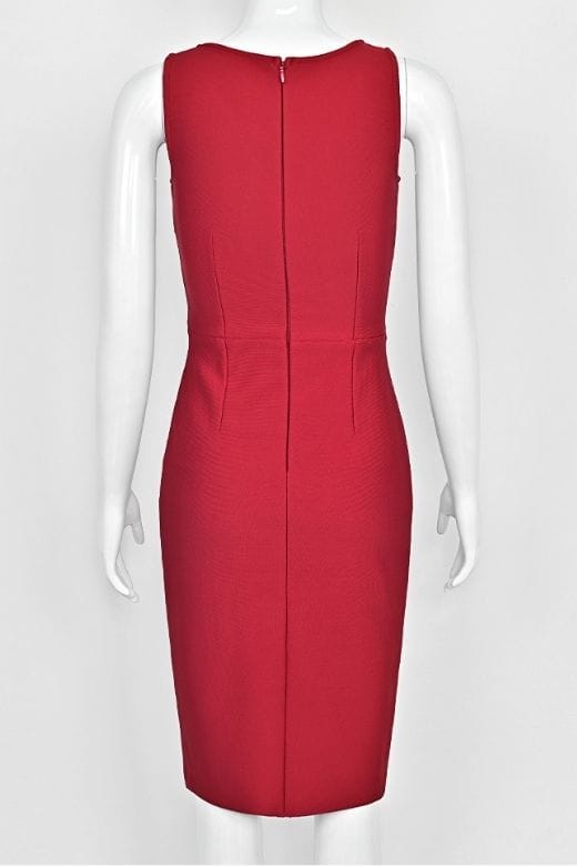 Woman wearing a figure flattering Elsa Bodycon Dress - Red Wine BODYCON COLLECTION Pty Ltd