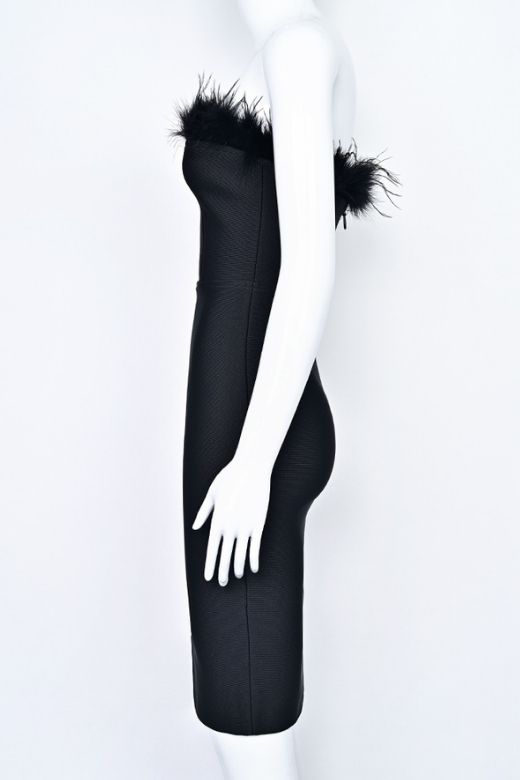 Woman wearing a figure flattering Erin Bandage Dress - Classic Black BODYCON COLLECTION