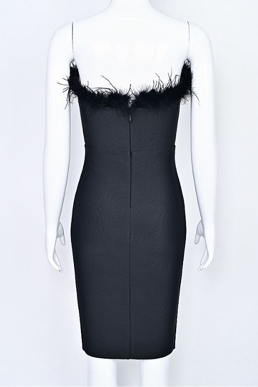 Woman wearing a figure flattering Erin Bandage Dress - Classic Black BODYCON COLLECTION