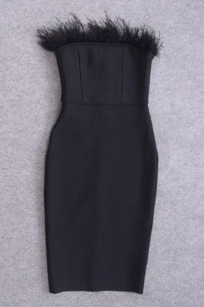 Woman wearing a figure flattering Erin Bandage Dress - Classic Black BODYCON COLLECTION