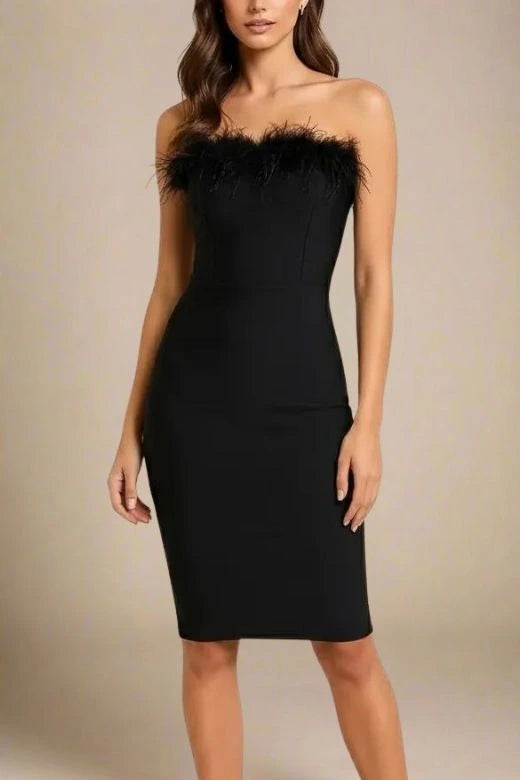 BODYCON COLLECTION Classic Black Strapless Bandage Dress for Women, XL BODYCON COLLECTION Classic Black Strapless Bandage Dress for Women, XL