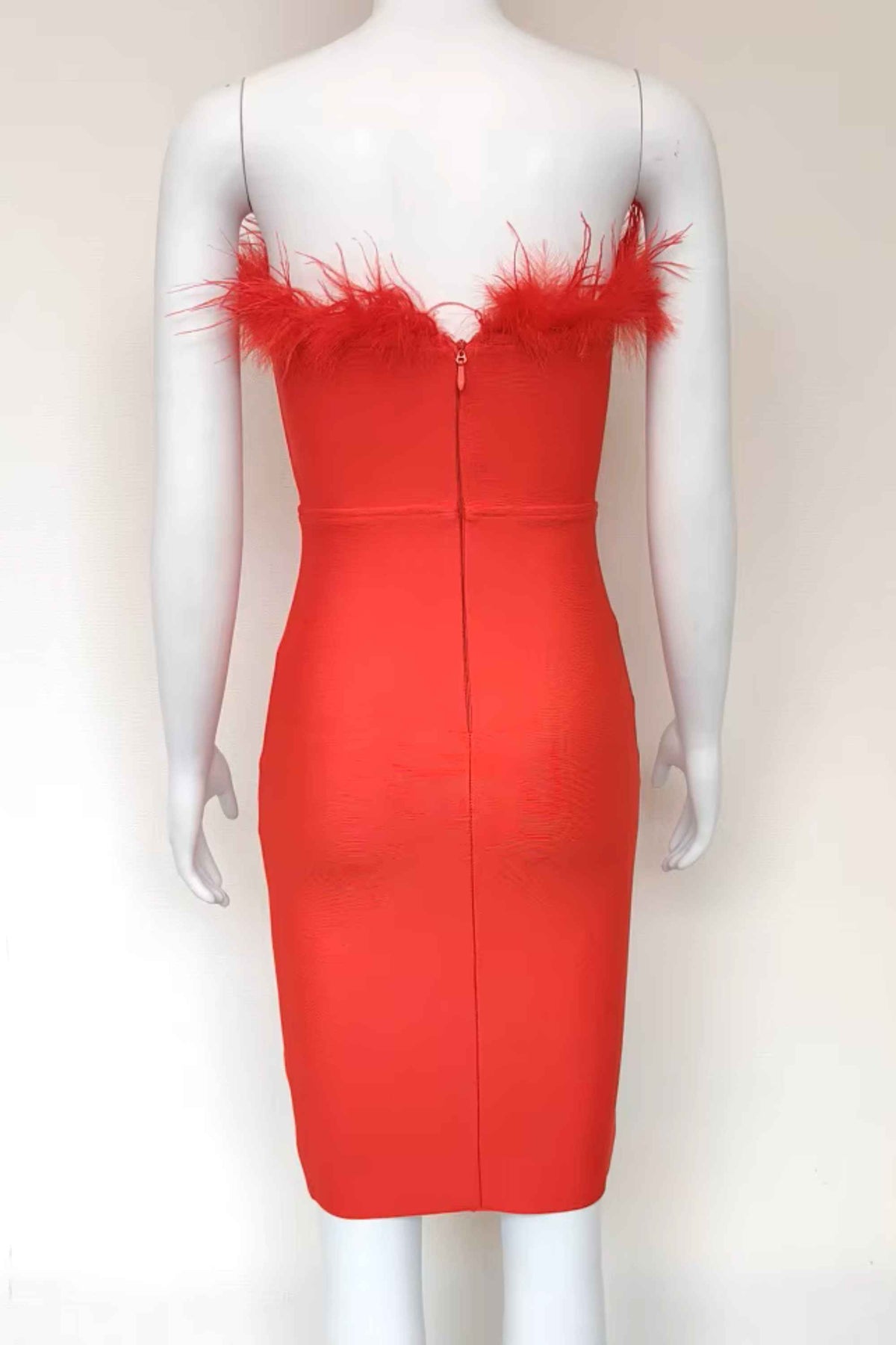 Woman wearing a figure flattering Erin Bandage Dress - Lipstick Red BODYCON COLLECTION