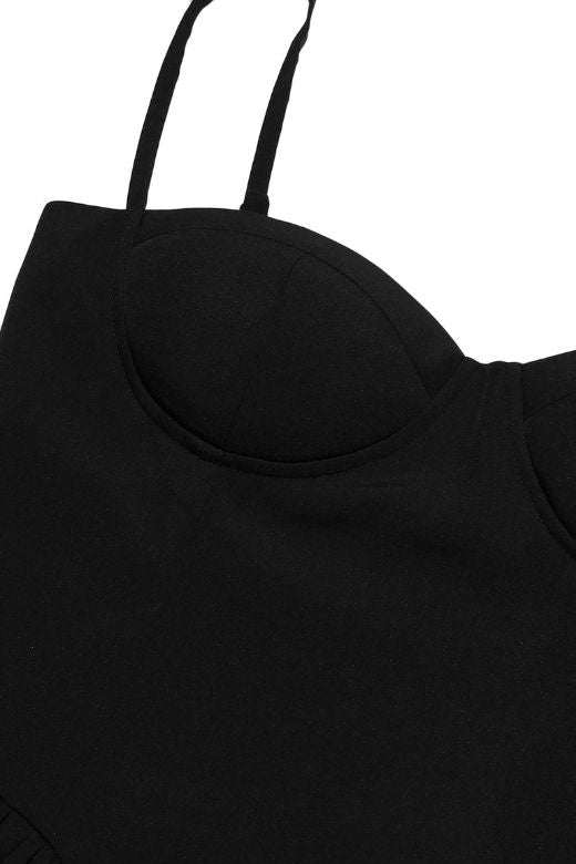 Woman wearing a figure flattering Everly Day Midi Dress - Classic Black BODYCON COLLECTION