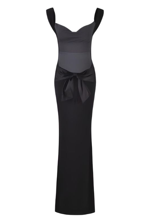Woman wearing a figure flattering Harper Bodycon Maxi Dress - Classic Black BODYCON COLLECTION