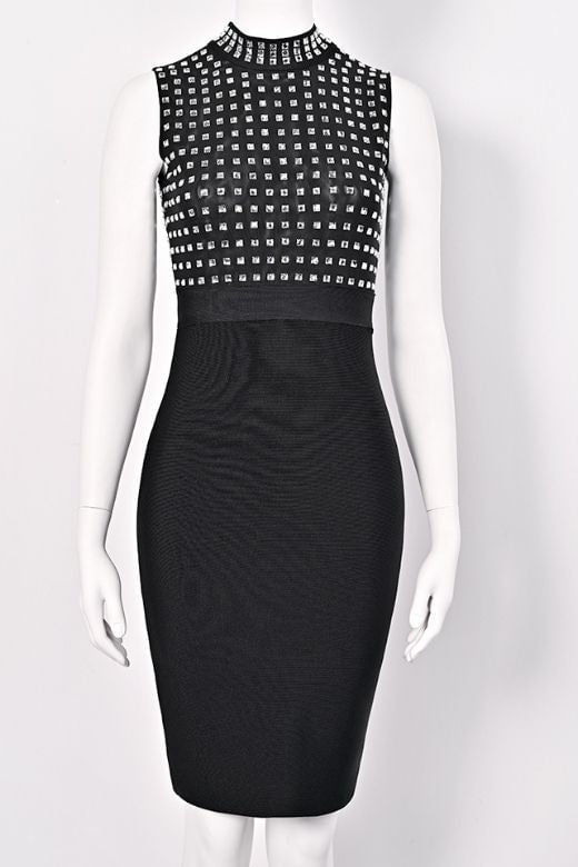 Woman wearing a figure flattering Hazel Bodycon Dress - Classic Black BODYCON COLLECTION Pty Ltd