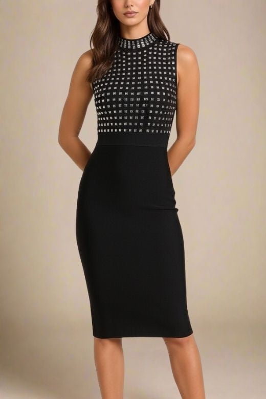 Hazel Black High Neck Dress