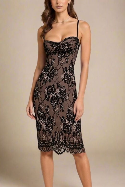 Woman wearing a figure flattering Joan Bodycon Dress - Classic Black BODYCON COLLECTION