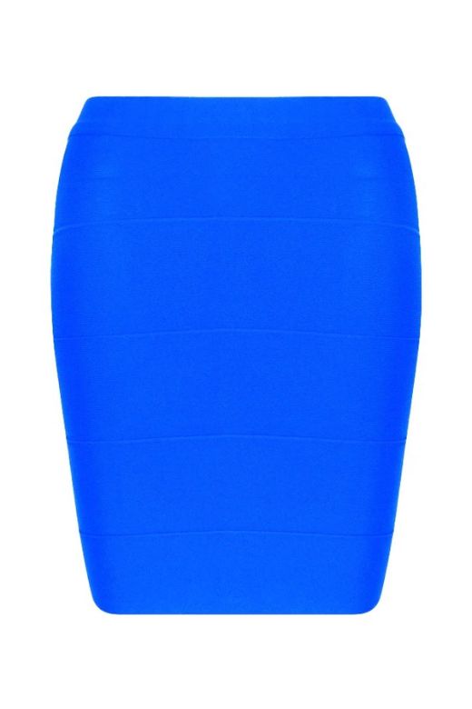 Woman wearing a figure flattering High Waist Bandage Striped Mini Skirt - Royal Blue BODYCON COLLECTION