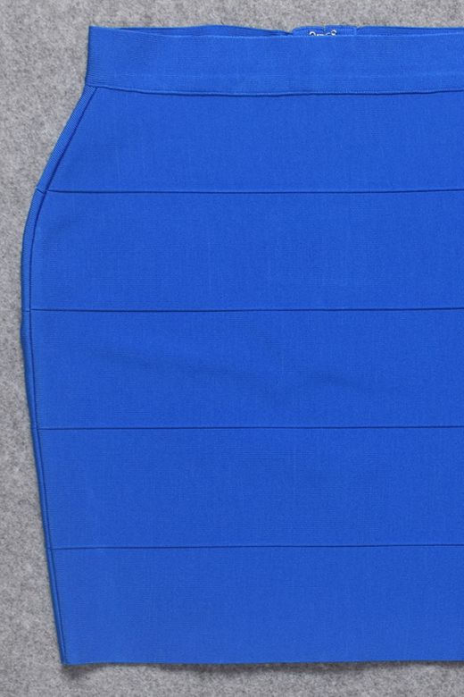 Woman wearing a figure flattering High Waist Bandage Striped Mini Skirt - Royal Blue BODYCON COLLECTION