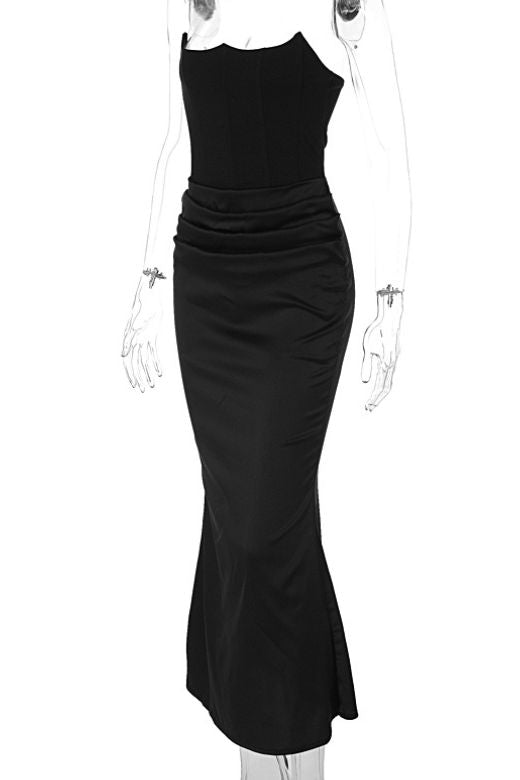 Woman wearing a figure flattering Hope Bodycon Wrap Maxi Dress - Classic Black BODYCON COLLECTION