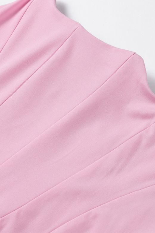 Woman wearing a figure flattering Hope Bodycon Wrap Maxi Dress - Dusty Pink BODYCON COLLECTION