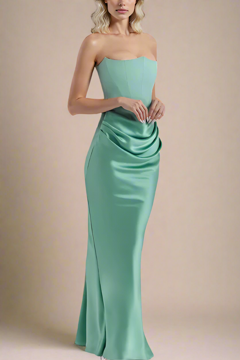 Woman wearing a figure flattering Hope Bodycon Wrap Maxi Dress - Teal Green BODYCON COLLECTION