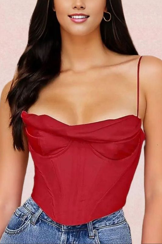 Corset Crop Top in Red