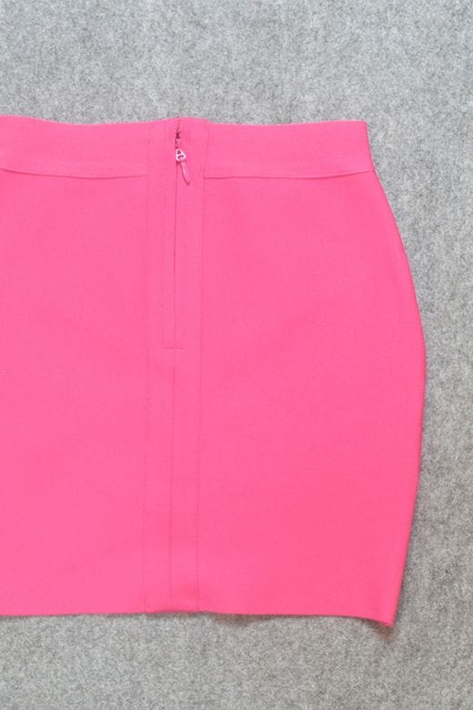 Woman wearing a figure flattering Jay High Waist Bandage Mini Skirt - Hot Pink BODYCON COLLECTION