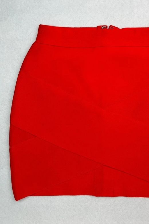 Woman wearing a figure flattering Jay High Waist Bandage Mini Skirt - Lipstick Red BODYCON COLLECTION