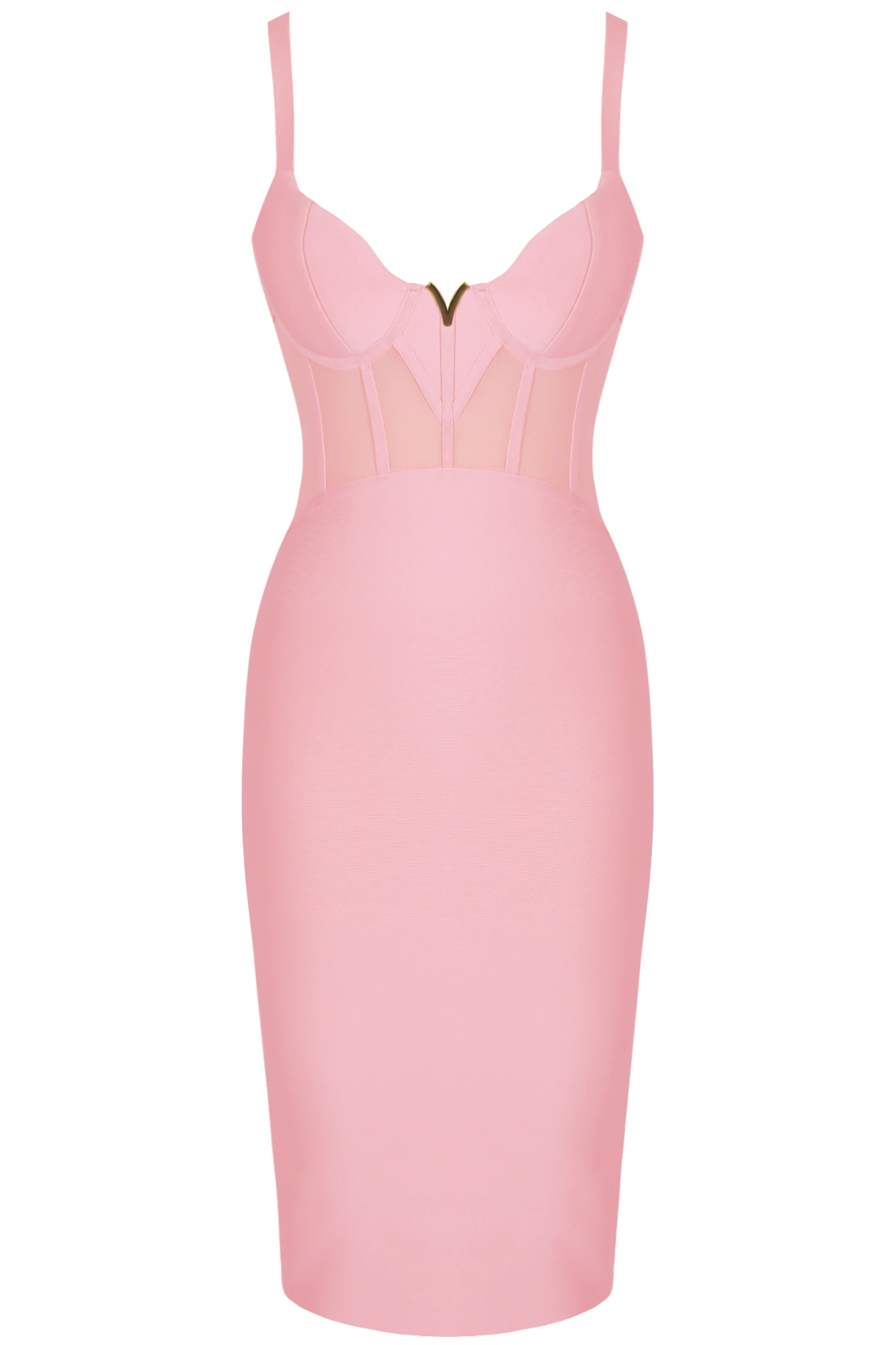 Woman wearing a figure flattering  Juliette Bodycon Dress - Dusty Pink Bodycon Collection