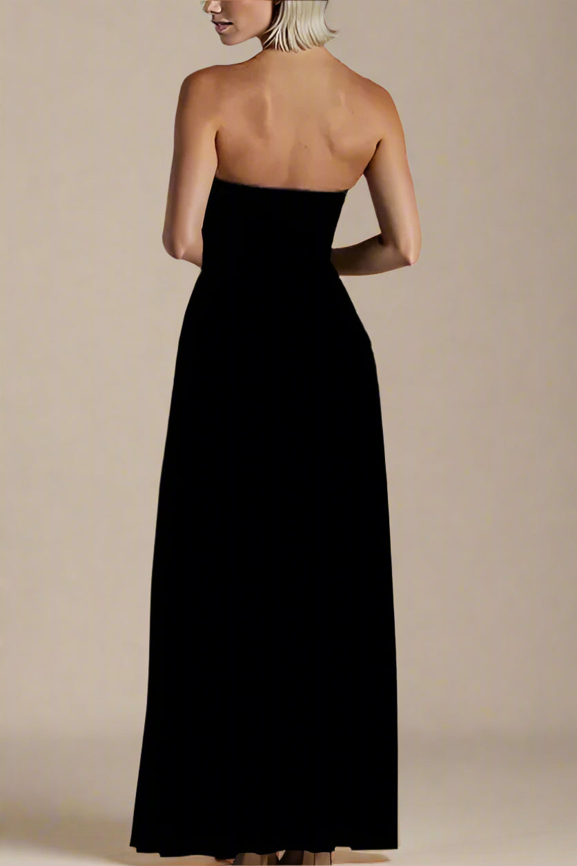 Woman wearing a figure flattering Kellie Bodycon Maxi Dress - Classic Black BODYCON COLLECTION