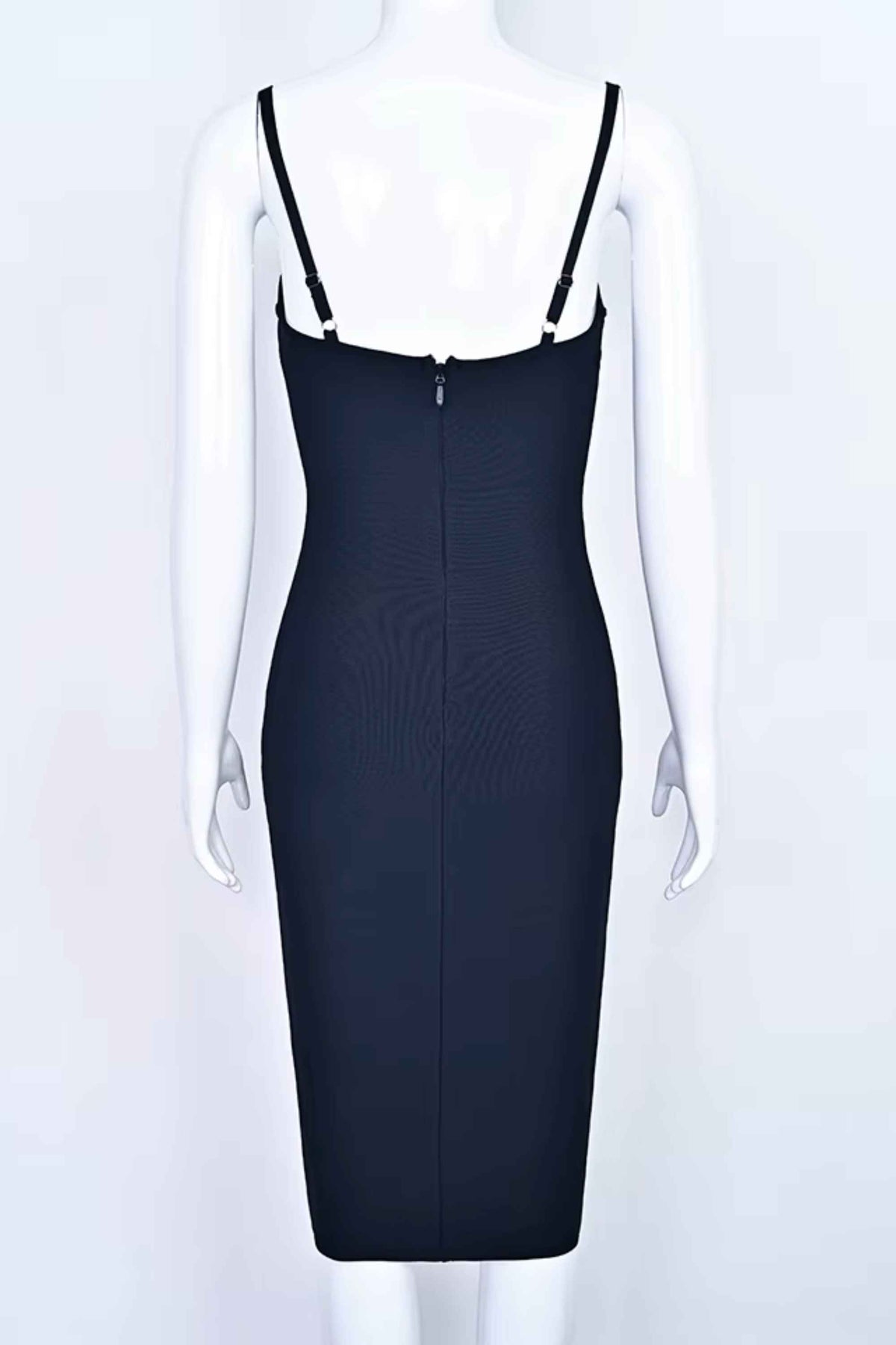 Woman wearing a figure flattering Larissa Bodycon Dress - Classic Black BODYCON COLLECTION Pty Ltd