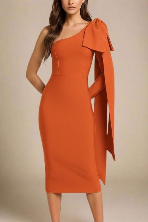 Apricot Orange One Sleeve Lela Bandage Midi Dress | Womens Dresses Apricot Orange One Sleeve Lela Bandage Midi Dress | Womens Dresses
