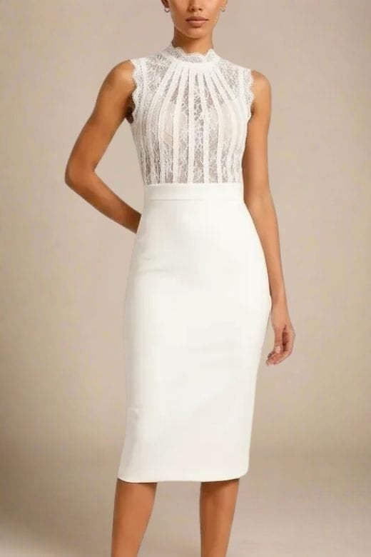 white dress for women bodycon Lori White Lace Dress