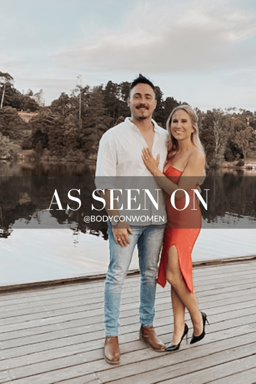 Woman wearing a figure flattering Luna Bodycon Dress - Lipstick Red Bodycon Collection