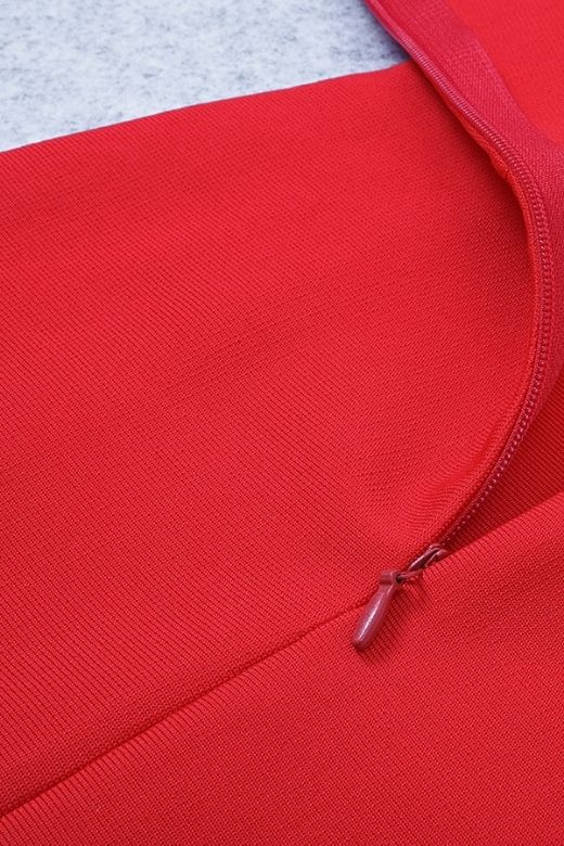 Woman wearing a figure flattering Luna Bodycon Midi Dress - Lipstick Red Bodycon Collection