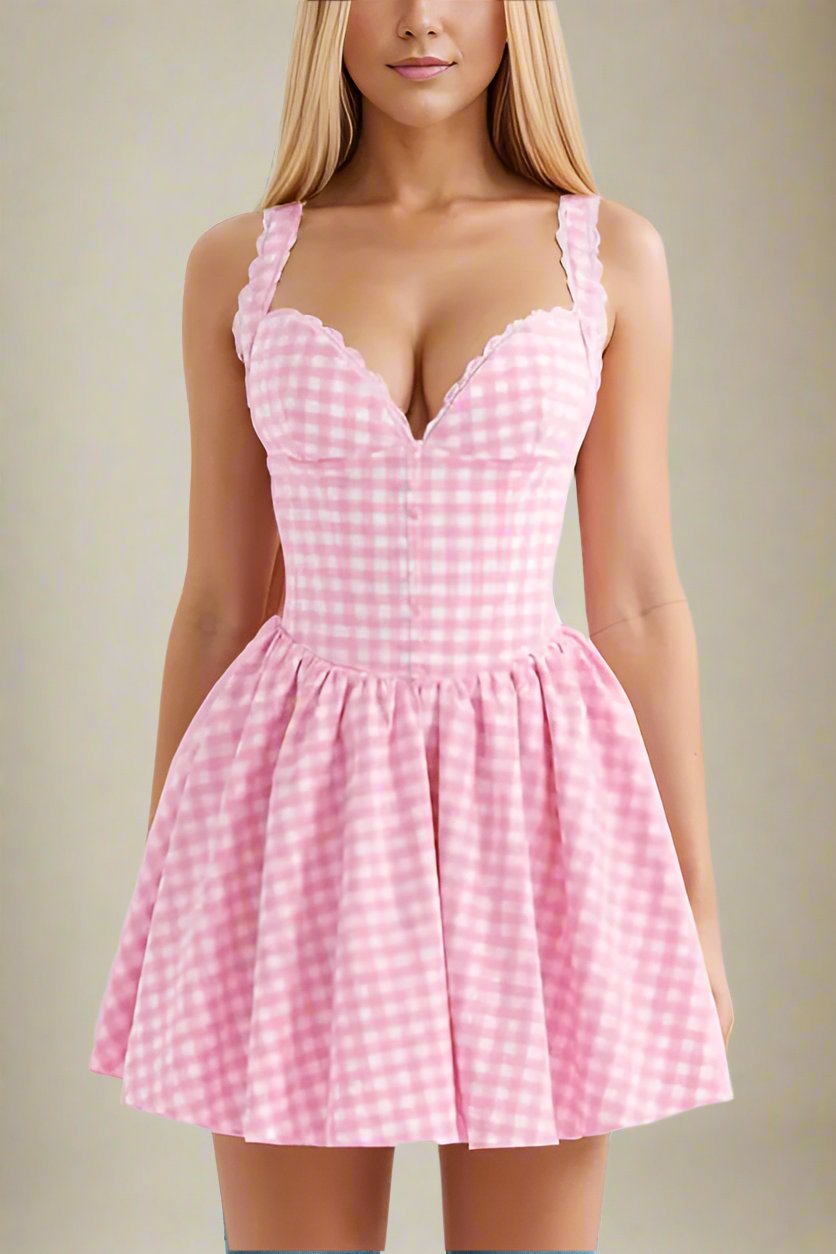 Woman wearing a figure flattering Mari Bodycon Mini Dress - Blush Pink BODYCON COLLECTION