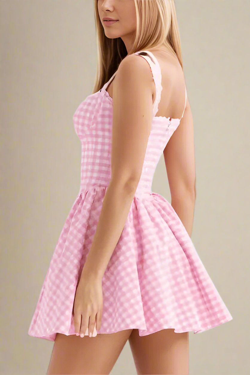 Woman wearing a figure flattering Mari Bodycon Mini Dress - Blush Pink BODYCON COLLECTION