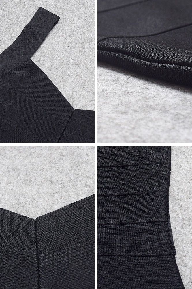 Woman wearing a figure flattering Maya Bandage Mini Dress - Classic Black BODYCON COLLECTION